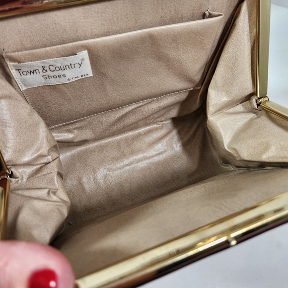 Town and country shoes pantent bronze brown vintage 50s 60s handbag evc - Picture 11 of 16